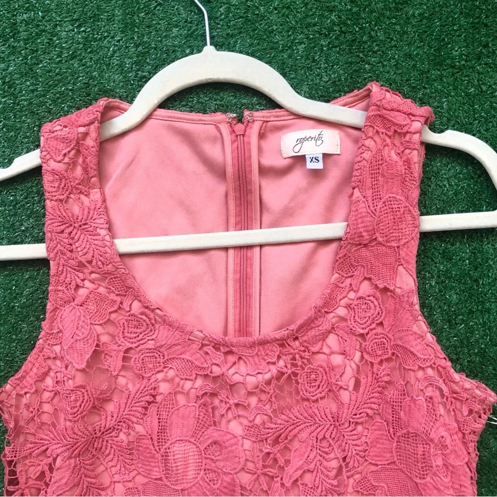 Coral Sleeveless Crochet Dress Sheath Spring Summer Dress Size S - Picture 5 of 7